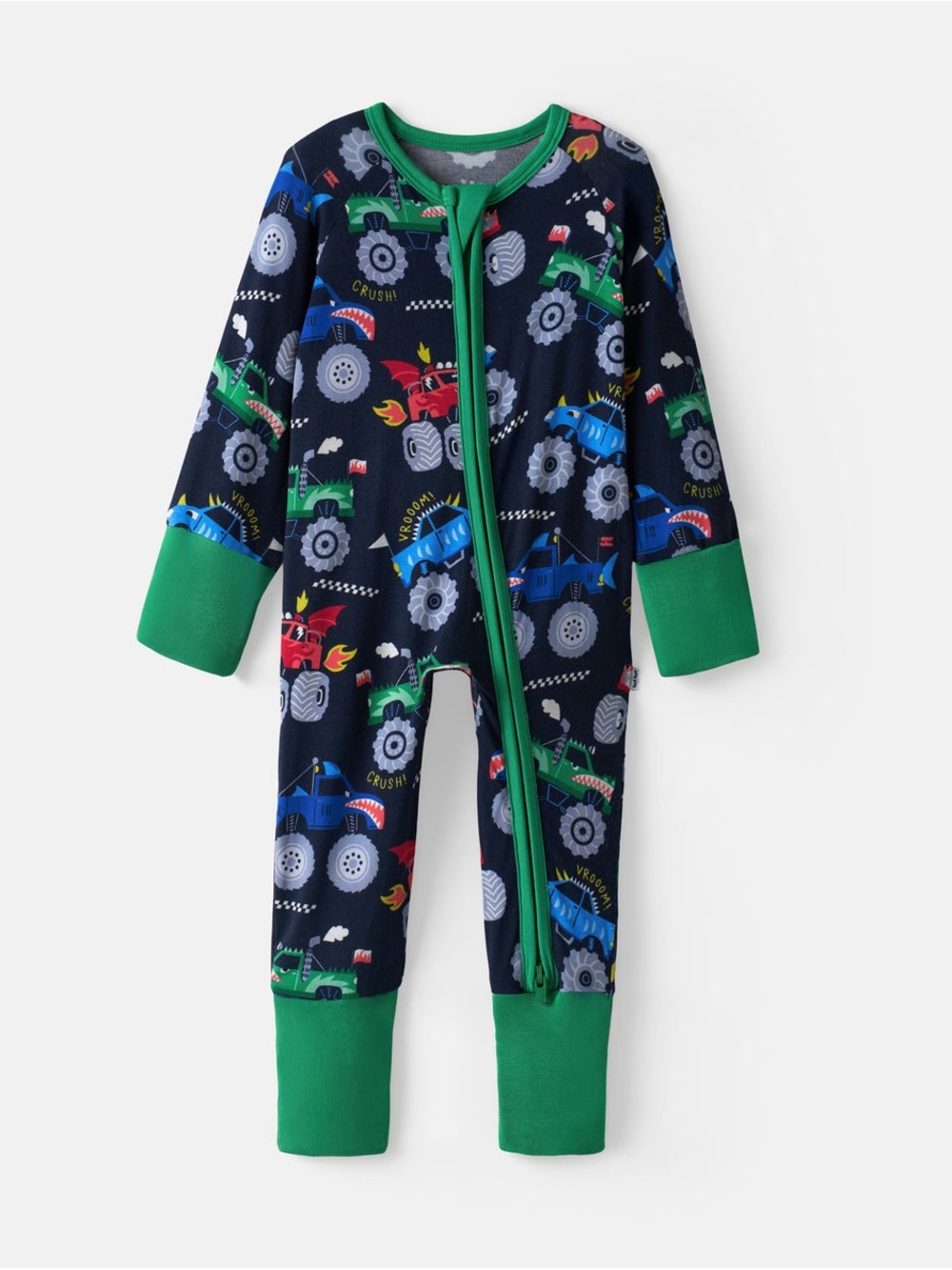 Little Sleepies Bamboo Monster Truck Madness Zippy Pajamas Size 18-24 Months